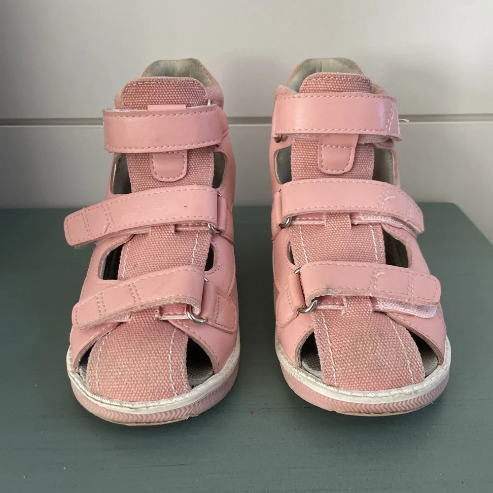 Princepard Kids Orthopedic Sneakers Pink Hook Loop Toddler Shoes EU25